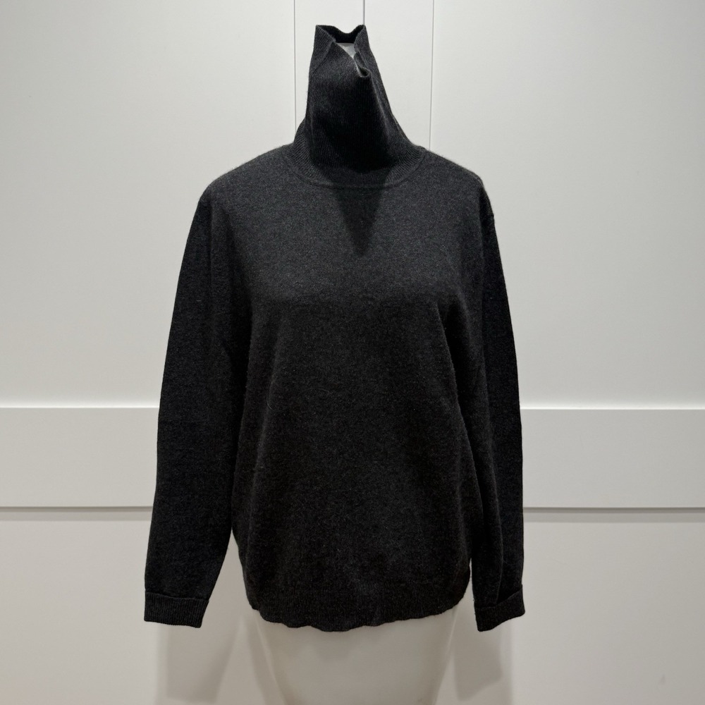 Vintage Country Shop 100% Cashmere Turtleneck Sweater Charcoal 90s Minimalist M